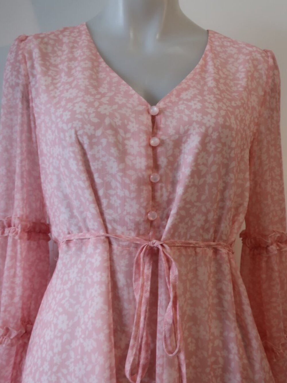 Womens Cupshe Pink Floral Print Long Sleeve Dress S - Picture 8 of 12